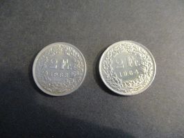 2 x 2.- Fr  1963-1964 Superbes pièces  Superbe qualité  Top