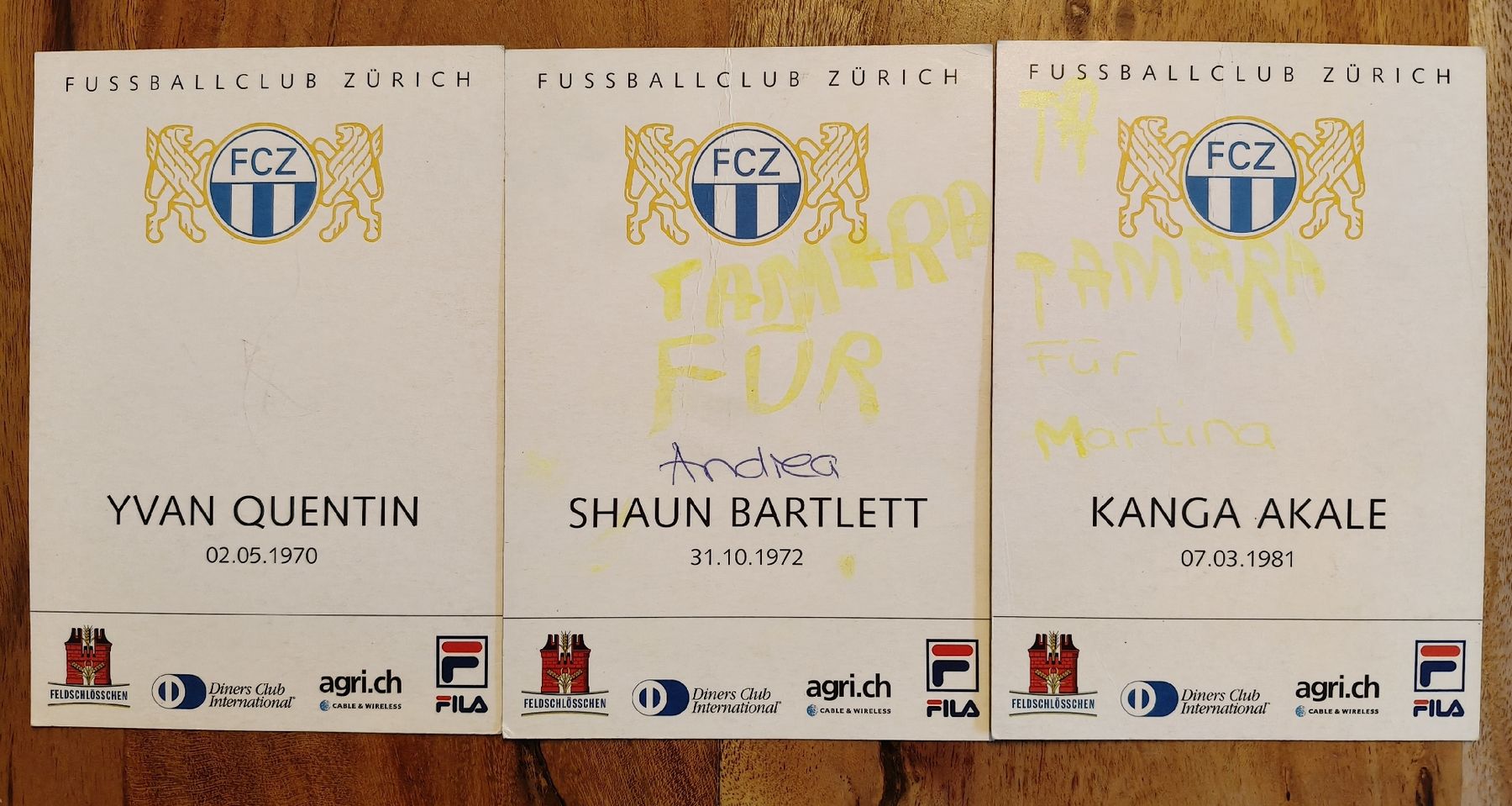 Autografi: 14 FCZ-Autogrammkarten – Usato da Grüningen venduto da Mr.Michi 2