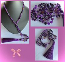 80 cm! KETTE STEINKETTE EDELSTEINKETTE ACHAT VIOLETT BOHO