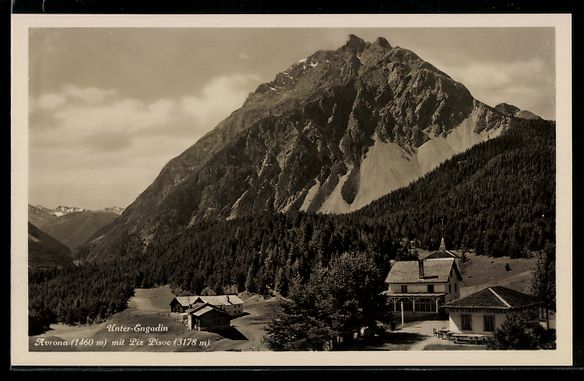 Cartoline postali: AK Unter-Engadin, Avrona mit Piz Pisoc – Usato da Berlin venduto da bartko-reher
