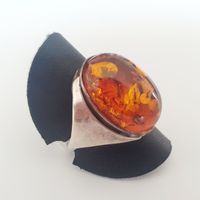 Vintage Ring Silber 925 mit Bernstein Gr 18,2 mm
