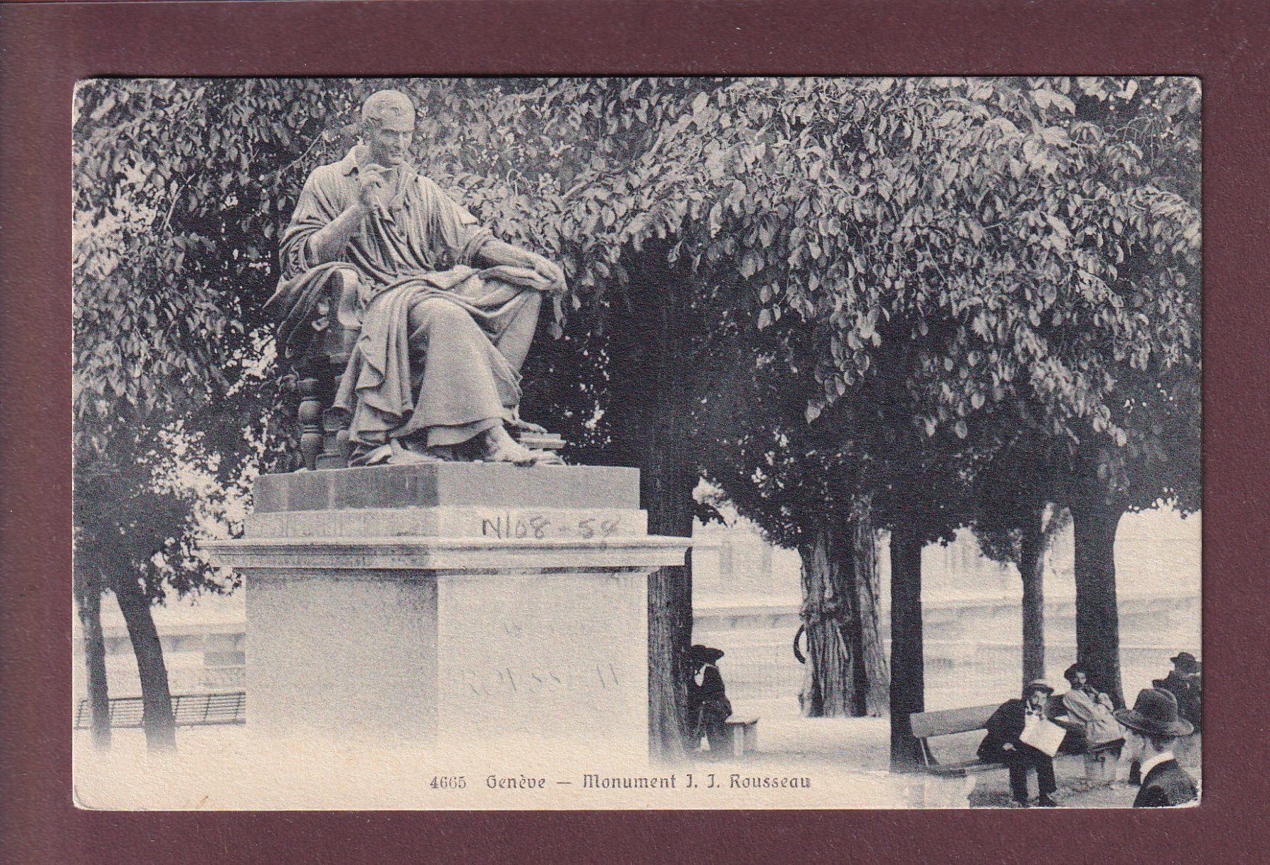Cartoline postali: GENEVE - Monument Rousseau – Usato da Pully venduto da nicecards