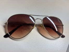 Sonnenbrille Aviator Style Gold Braun getönt