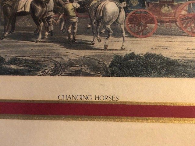 Incisioni: Alter, englischer Stich mit Kutsche "Changing Horses" – Usato da Gossau/ZH venduto da amazonas66 3