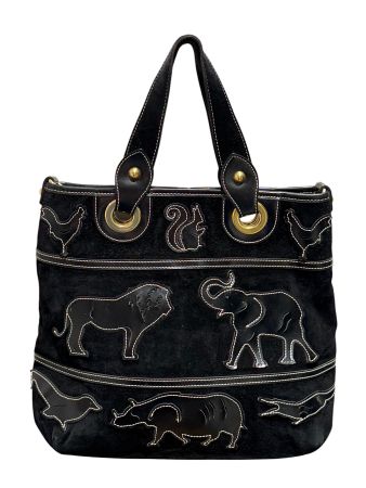 BRACCIALINI TASCHE SHOPPER ZOO SCHWARZ LEDER EDEL SÜSS