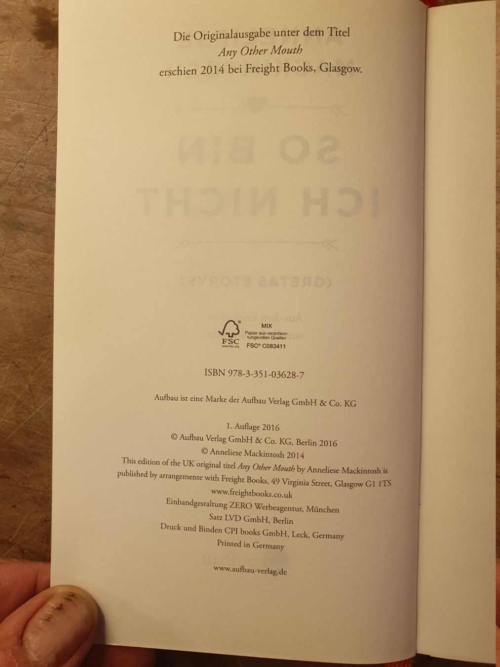 Libri: So bin ich nicht - Anneliese Mackintosh – Usato da Zürich venduto da loosebone 2