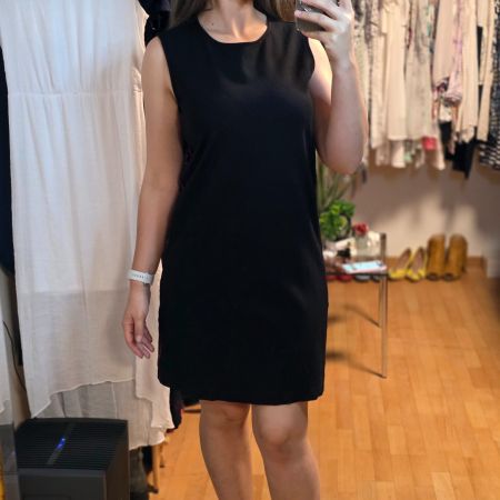 DEHA Kleid schwarz mit rotem Streifen Gr. L