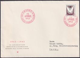 1945, W22 - Luxus-FDC mit Ausschnitt von BASEL, Kat: 100.-+