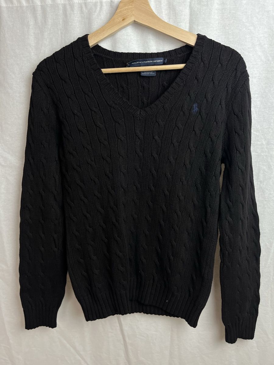 Ralph Lauren Pulls & Sweat-shirts: Pull col V Ralph Lauren noir taille L – Neuf (Voir description) à Les Avanchets par lunedeneige.shop