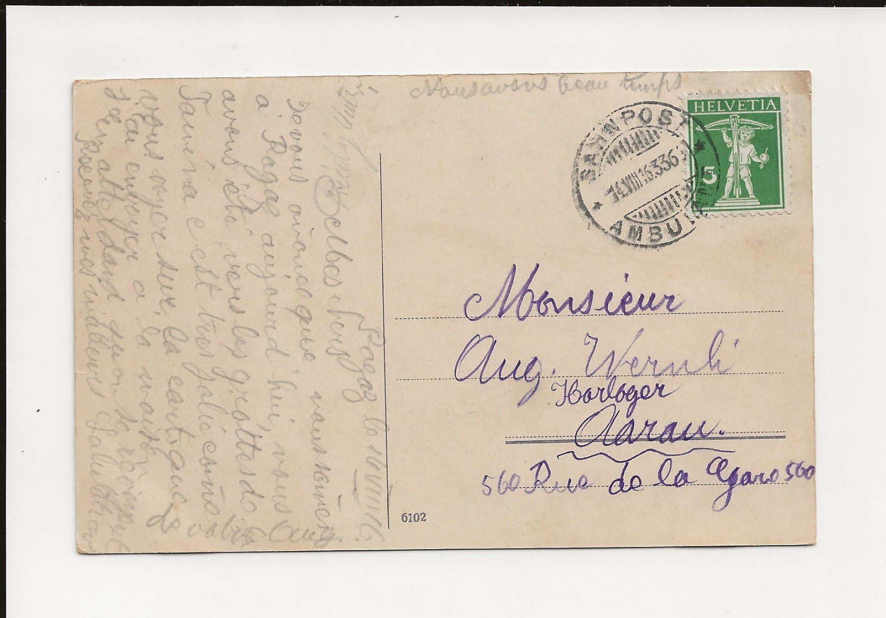 Cartoline postali: AK 1916 Sargans – Usato da Greifensee venduto da 315WDO 1