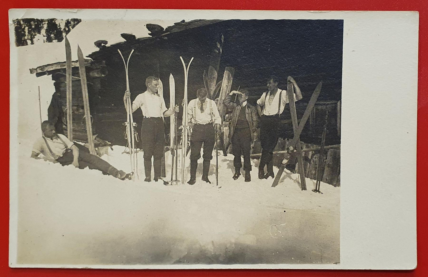 Ansichtskarten: Arosa 1914 - Alphütte mit Skifahrer – Gebraucht aus Kreuzlingen von Rschweiz1