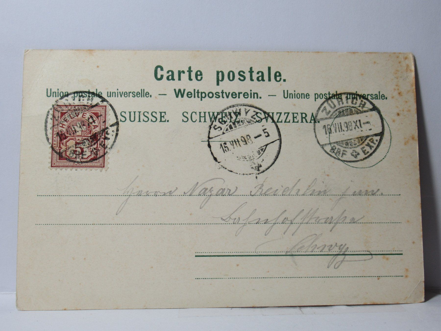 Cartoline postali: Zürich , Utoquai , Dampfschiff 1898 – Usato da Grenchen venduto da Bluemchen1900 2