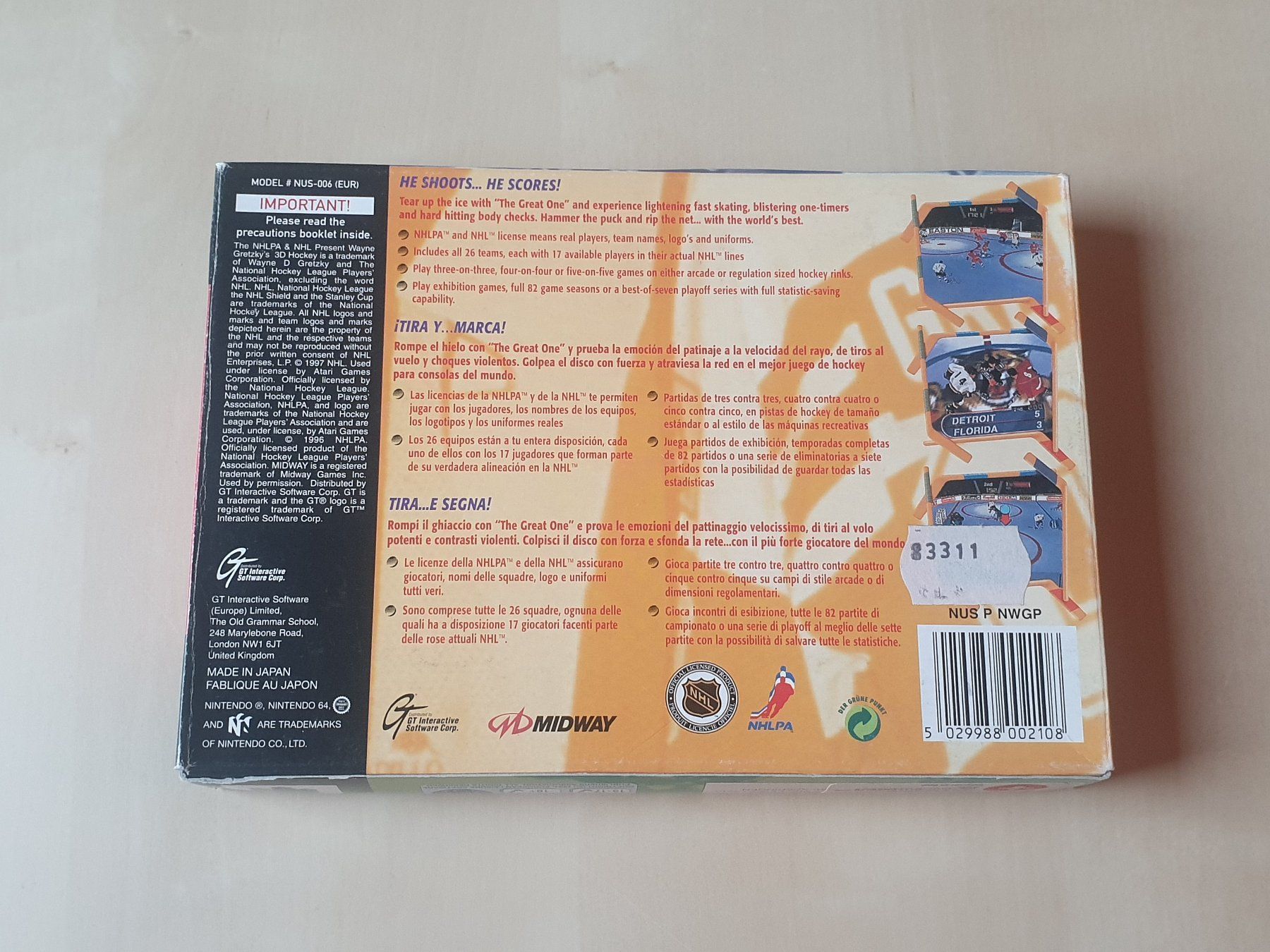 Nintendo Giochi: Wayne Gretzkys 3D Hockey – Usato da Stansstad venduto da collectorsshop 1