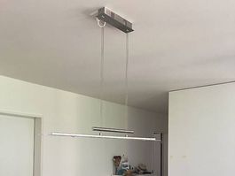 Hängelampe linear Edelstahl und Glas