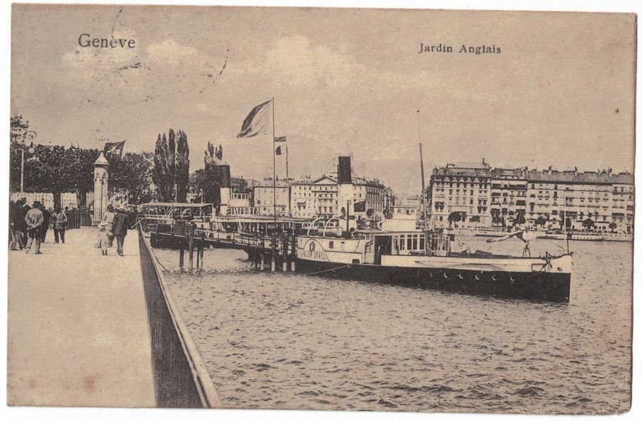 Cartoline postali: Genève, bâteau MAJOR DAVEL, circulée 1908 – Usato da Frauenfeld venduto da POML