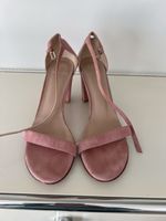 Stuart Weitzman Pink Suede Block Heel Sandals, Size 40