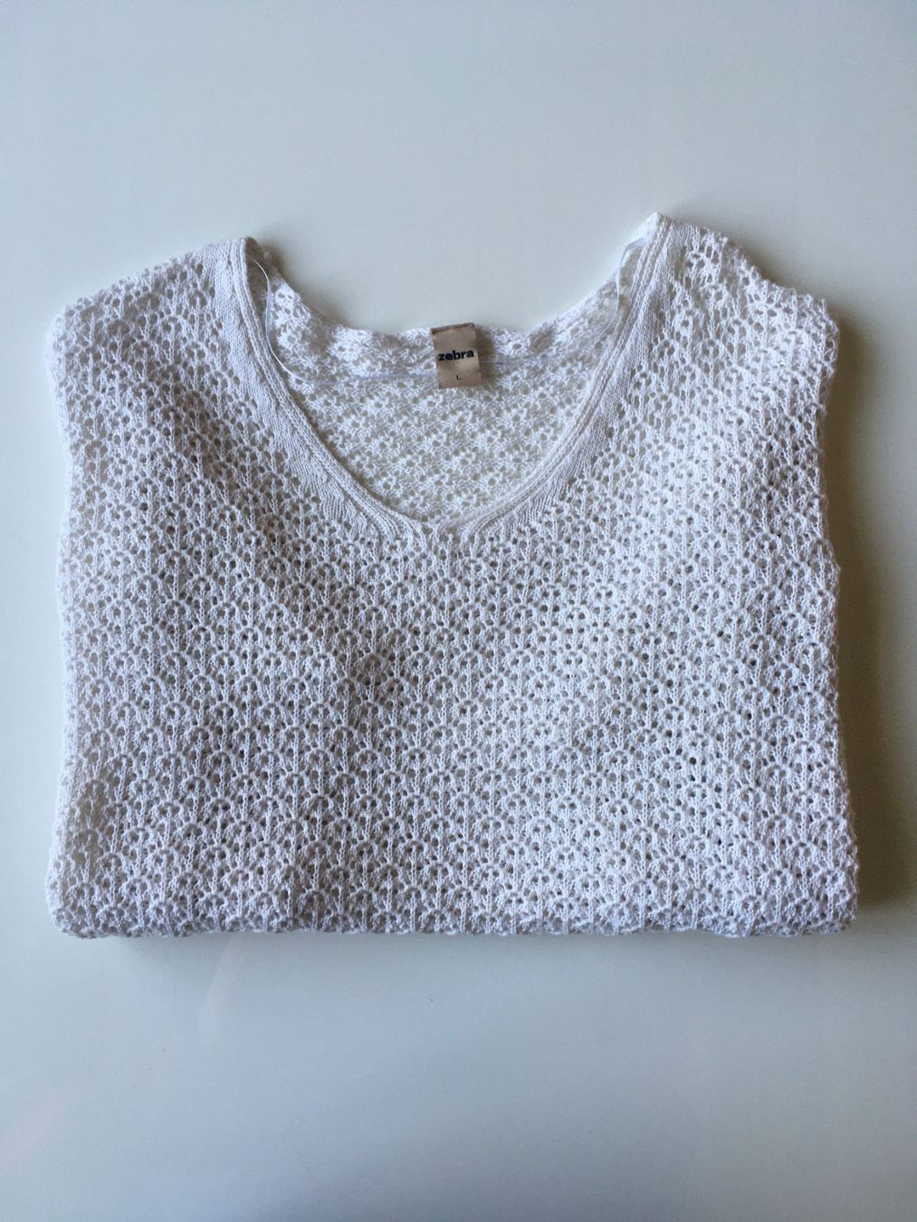 Zebra Top: Pull d'été ajouré blanc - L - 87% coton – Usato da Troinex venduto da Irisglo 7