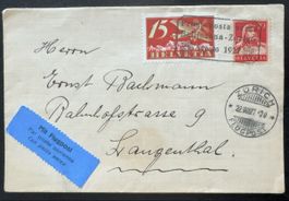 Schweiz Luftpostbrief Zürich 1927 Mit Flugpost 15+20 Rp
