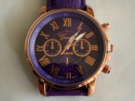 Trendige Geneva uhr Lila/Gold, Neuwertig, Top Zustand