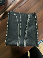 Zara Stylish Black Studded Shoulder Bag With Chain