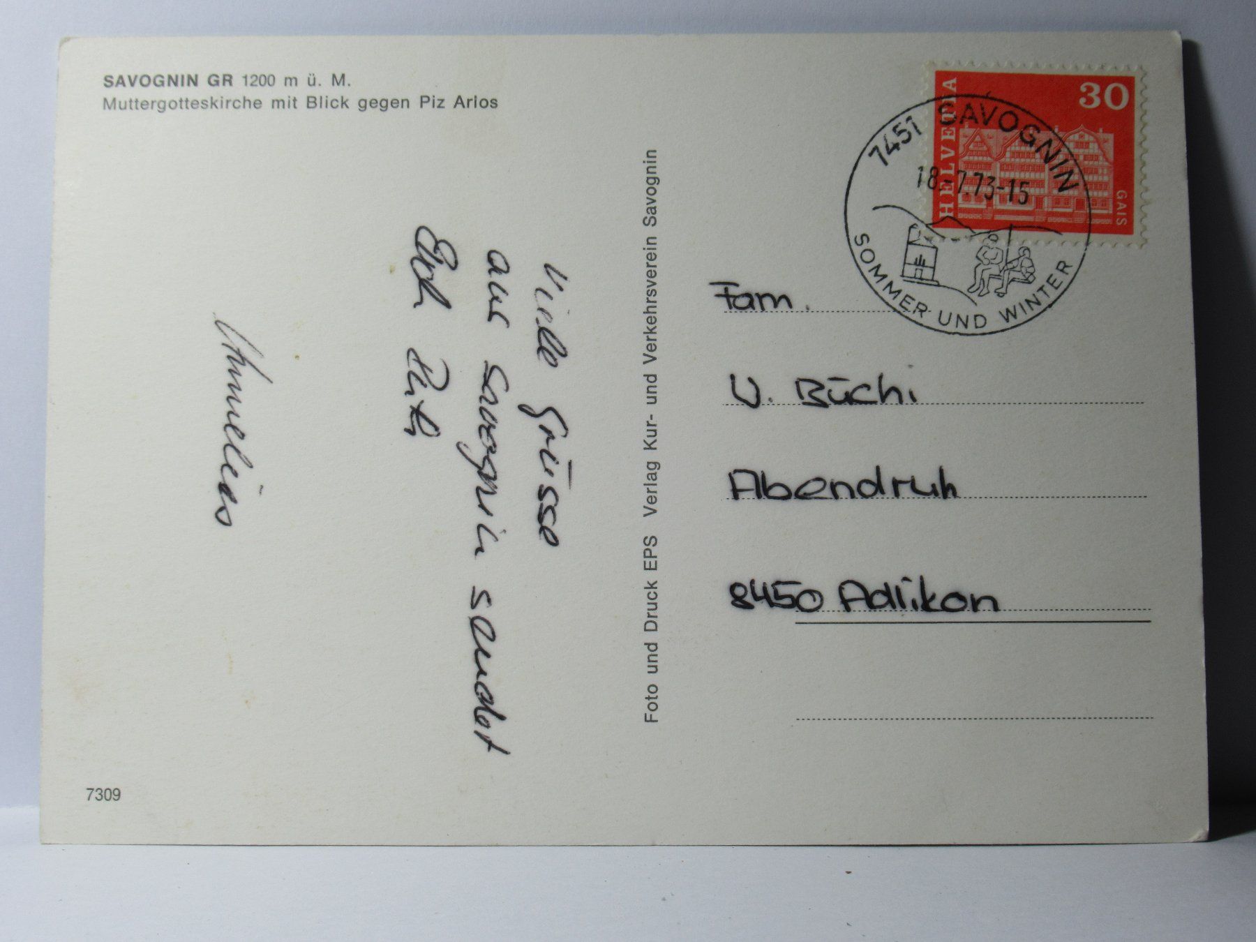 Cartoline postali: Savognin – Usato da Grenchen venduto da frechri 1