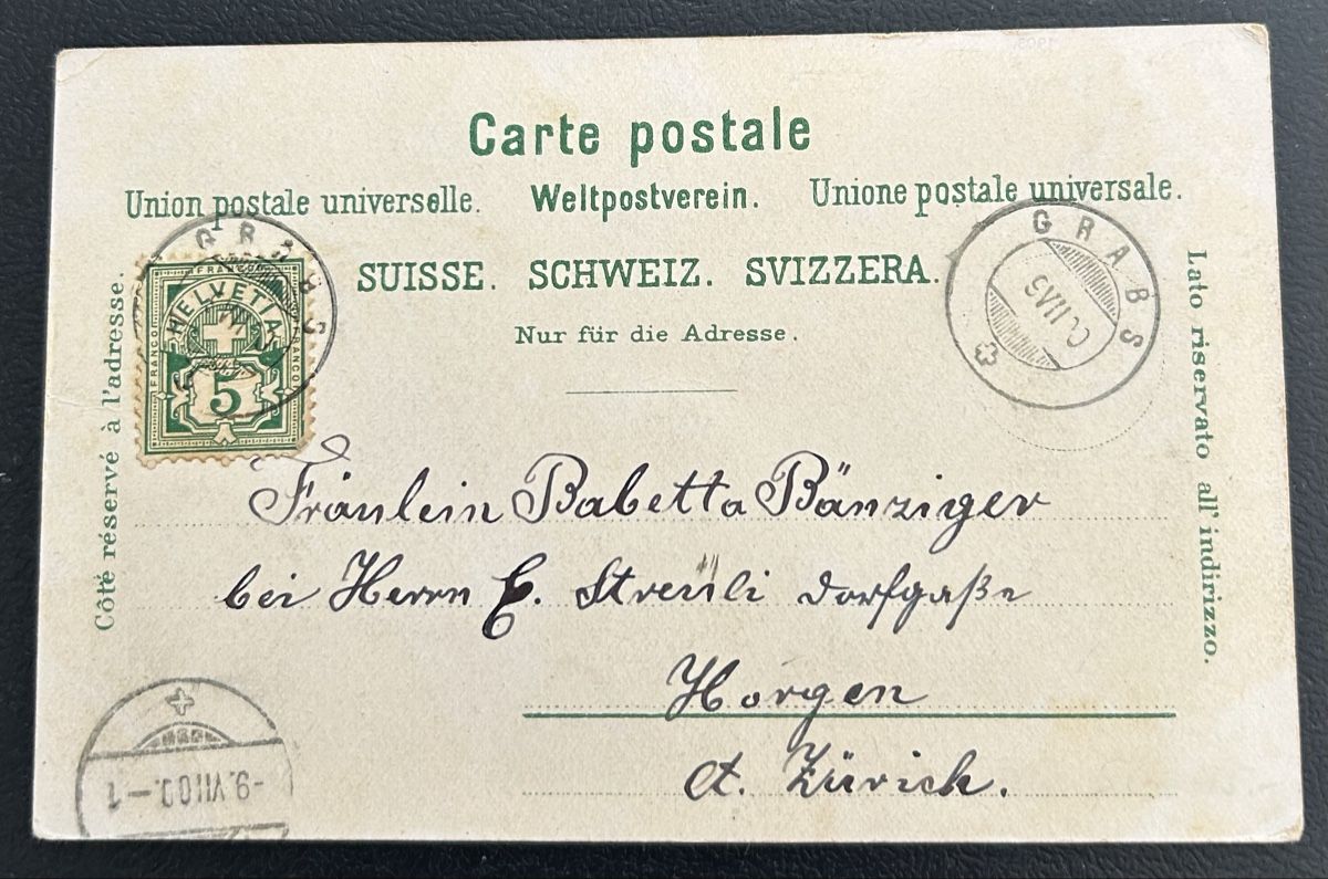 Ansichtskarten: Gruss aus Grabs Litho  – Gebraucht aus Horw von Tellbub 1