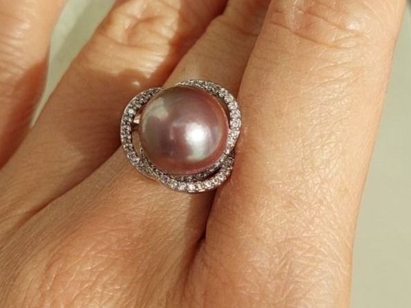 Perle (finte): Traumhaftelila Echte Edison Süsswasserperle Ring – Nuovo (secondo la descrizione) da St. Gallen venduto da Ammora 4