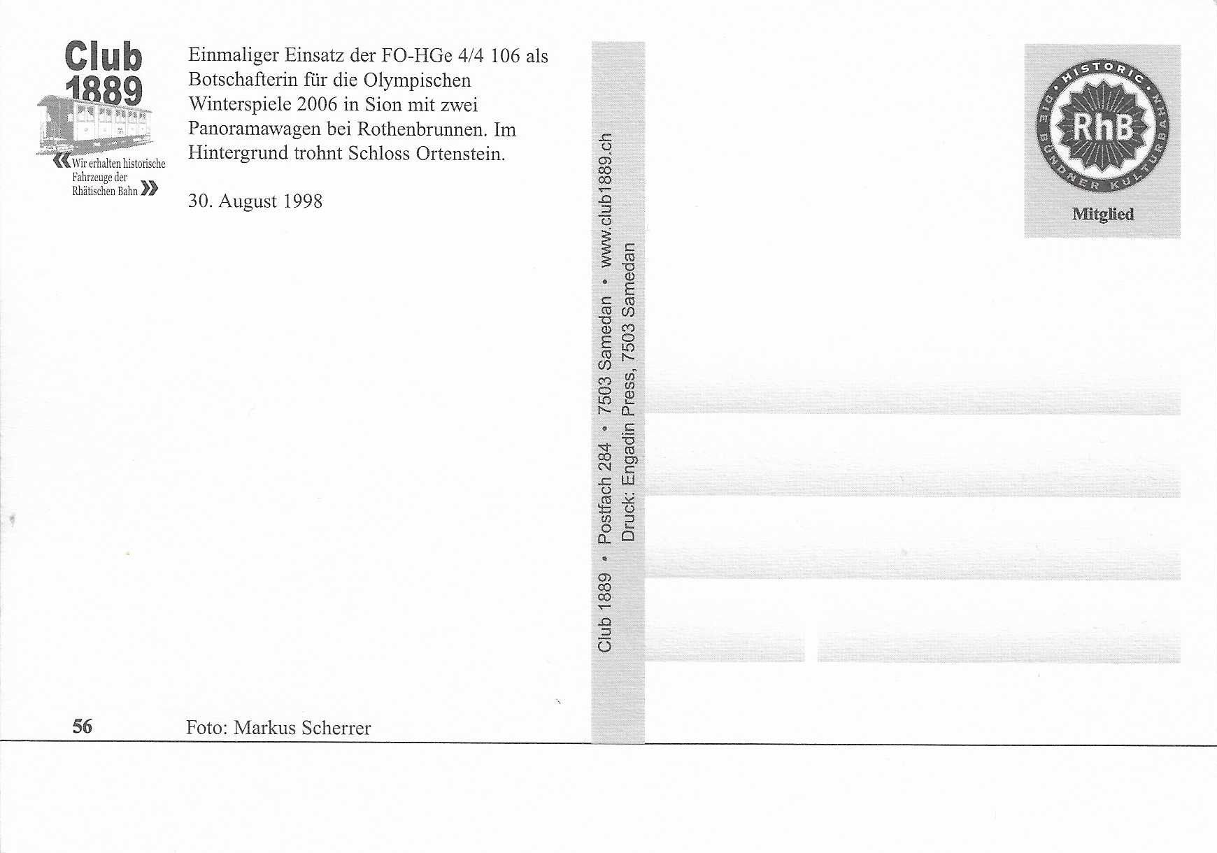 Ansichtskarten: FO-HGe 4/4 106 – Neu (gemäss Beschreibung) aus Rothrist von Stranglehold 1