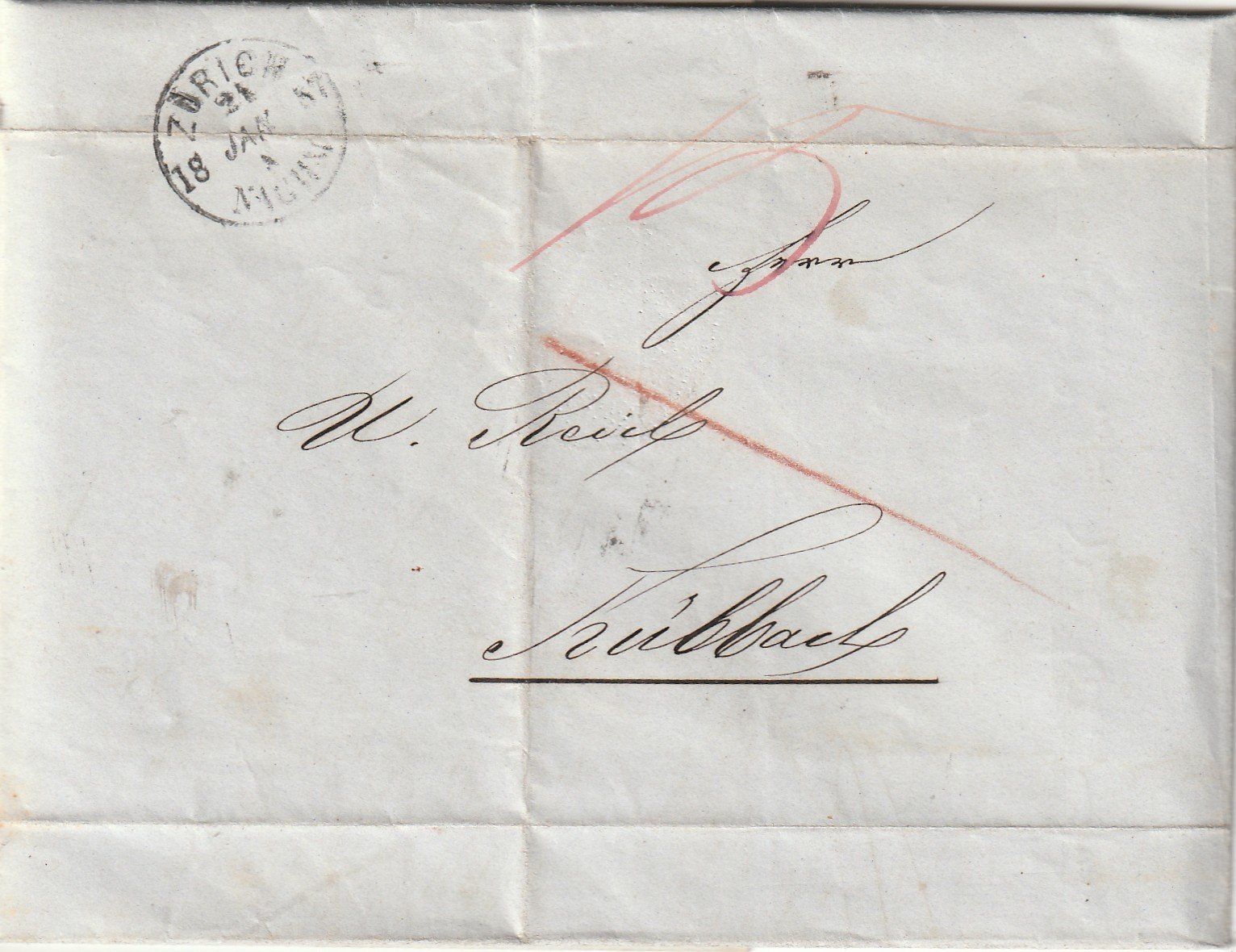 Tutti i francobolli: Faltbrief an W. Reich Trübbach 1857 – Usato da Rupperswil venduto da Ema10 2