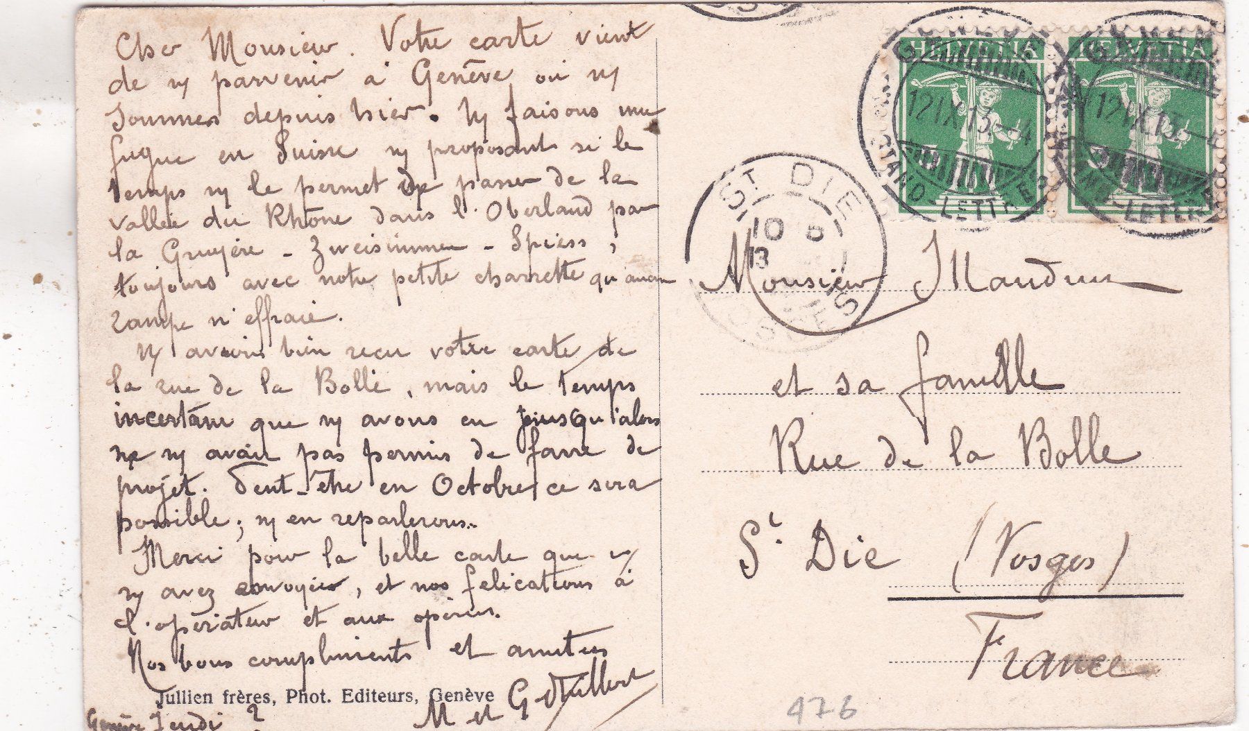 Ansichtskarten: Genève Place des Alpes 1913 – Gebraucht aus Herisau von Lisegrat2008 1