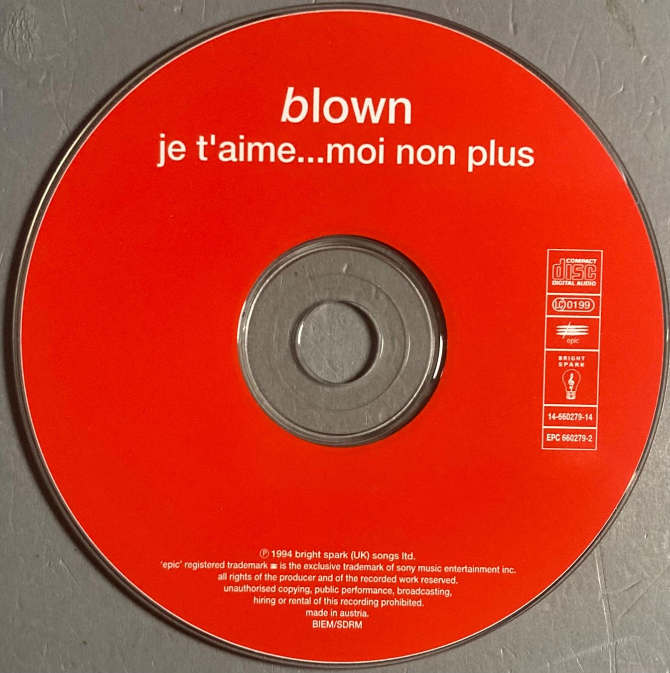 CD: BLOWN - JE T'AIME.....MOI NON PLUS – Usato da Poliez-Pittet venduto da Newtown-Records 1