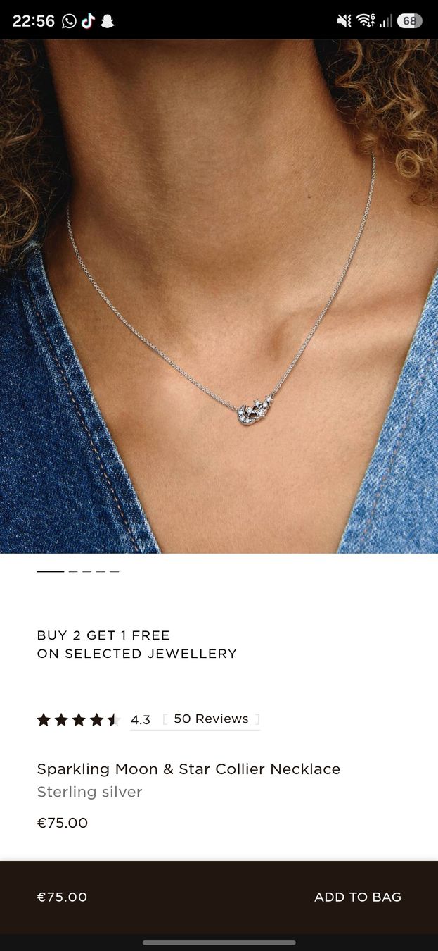 Pandora Catenine: Sparkling Moon Pandora Necklace – Usato da Bern venduto da lea_6xll 1