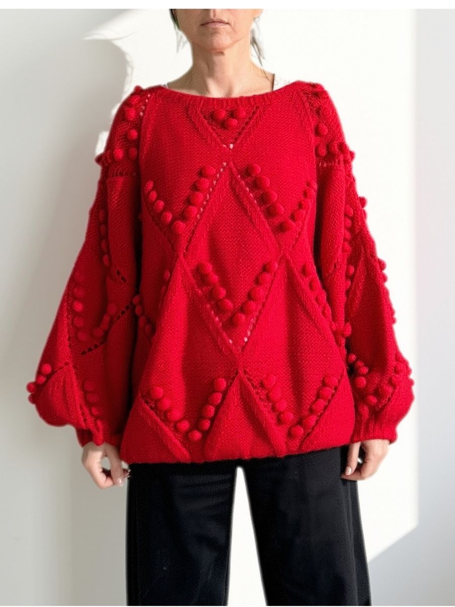 Pulls & Sweat-shirts: Oversized Strickpullover rot mit Noppen und Ajourmuster – D'occasion à Zürich par eka_5xfb 1