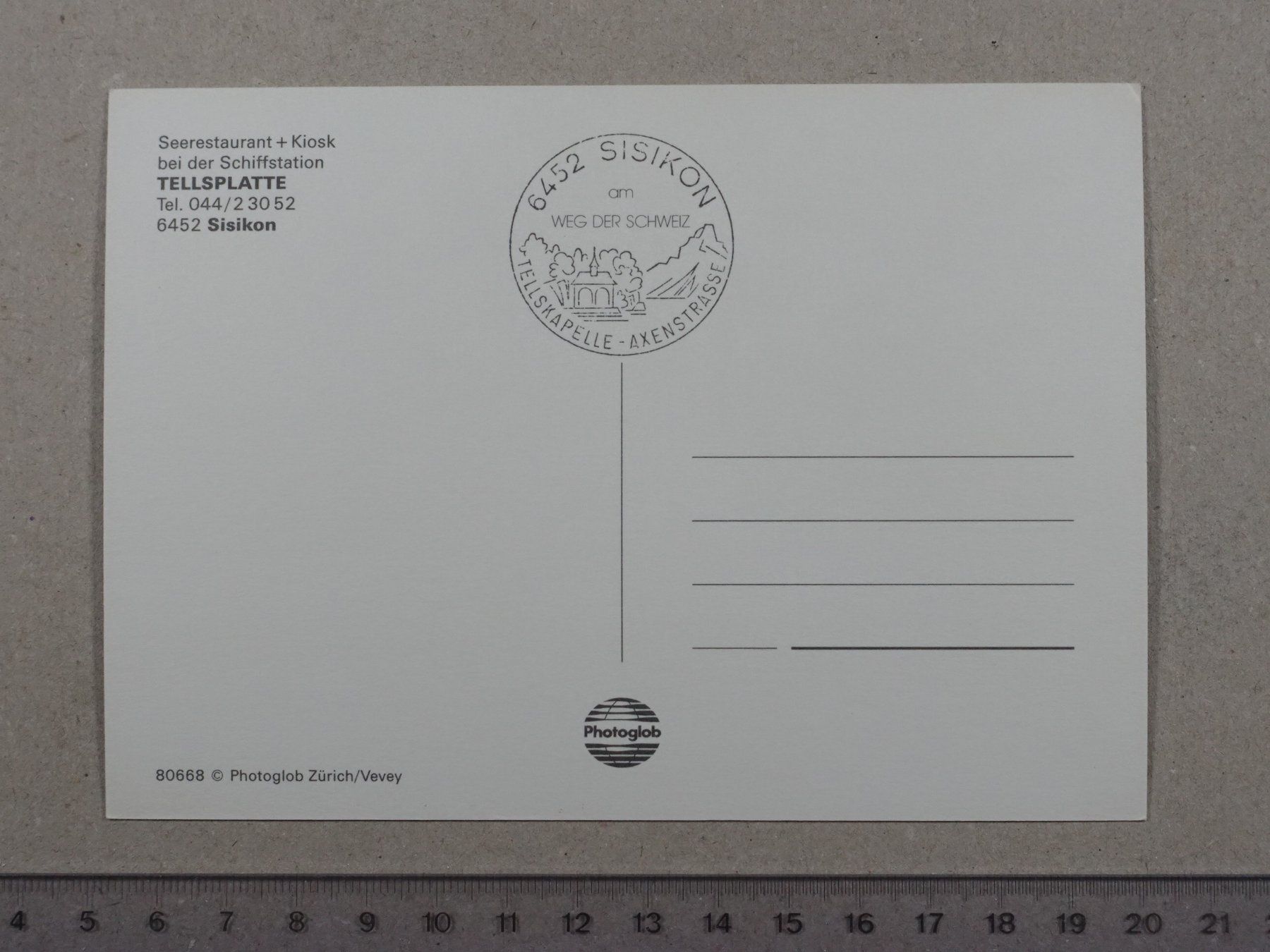 Cartoline postali: Sisikon, Tellsplatte, Restaurant, Schiffstation – Usato da Lenzburg venduto da fh1 1