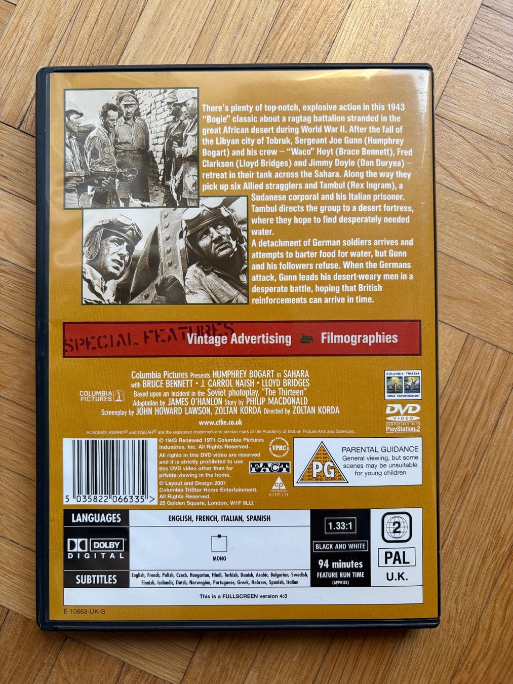 Tutti i DVDs: Sahara (1943) - DVD – Usato da Zürich venduto da Malcom 2