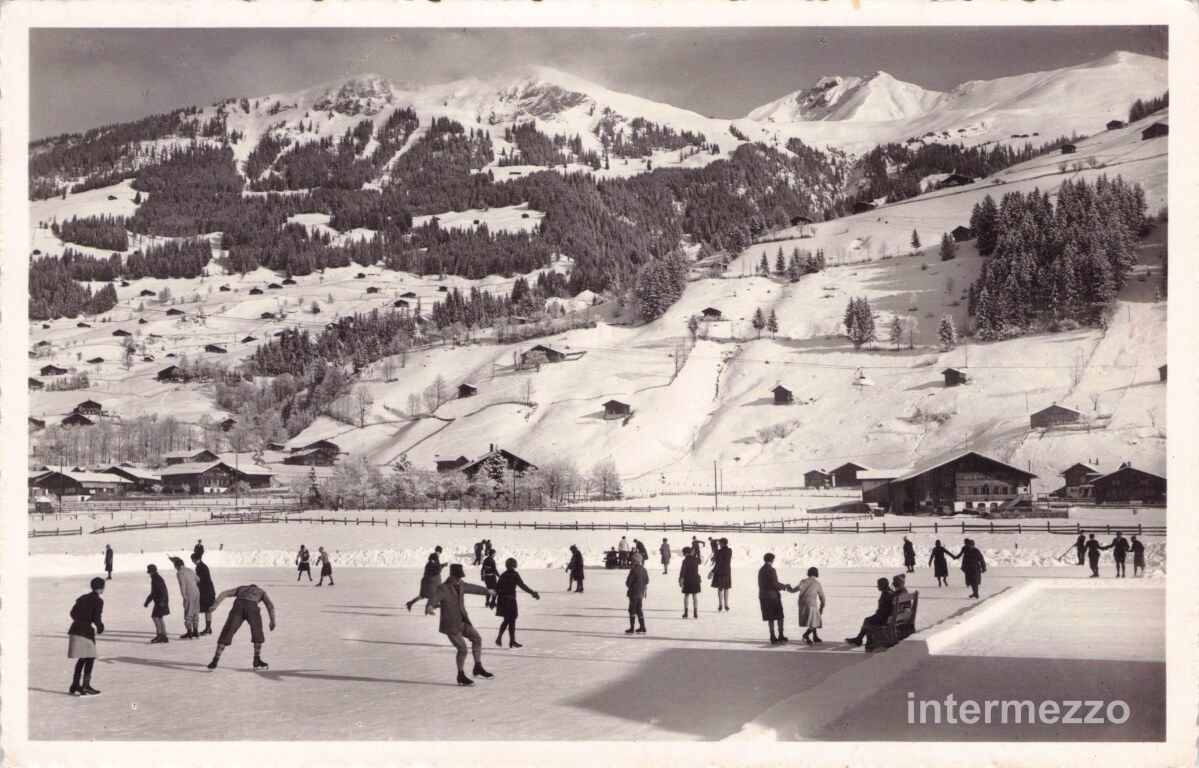 Ansichtskarten: Lenk BE // 1955 Eisbahn // Winter Berge Alpen Schnee – Gebraucht aus Basel von intermezzo12