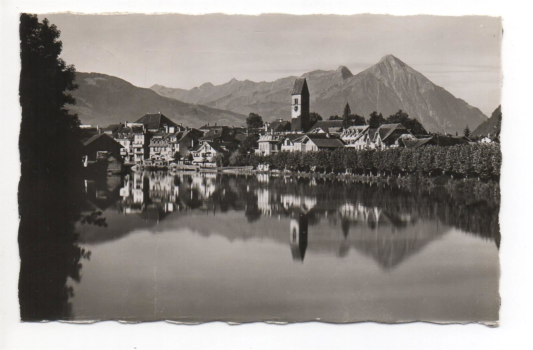 Ansichtskarten: INTERLAKEN Kirche Unterseen u. Niesen – Gebraucht aus Jona von philajona