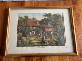 Altes Bild  Haus im Kanton BL Birmann Holzrahmen 22x3