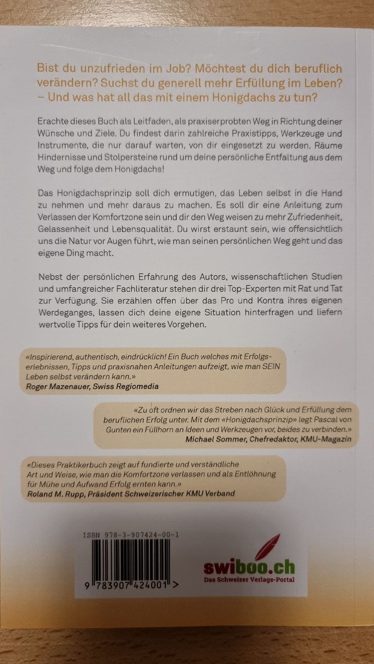Bücher: Buch Das Honigdachs Prinzip von Pascal von Gunten – Gebraucht aus Steinach von lesefieber 1