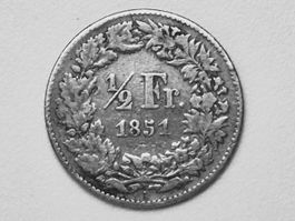 1x 1/2 Fr. - 1851 - Silber/Argent 0.900