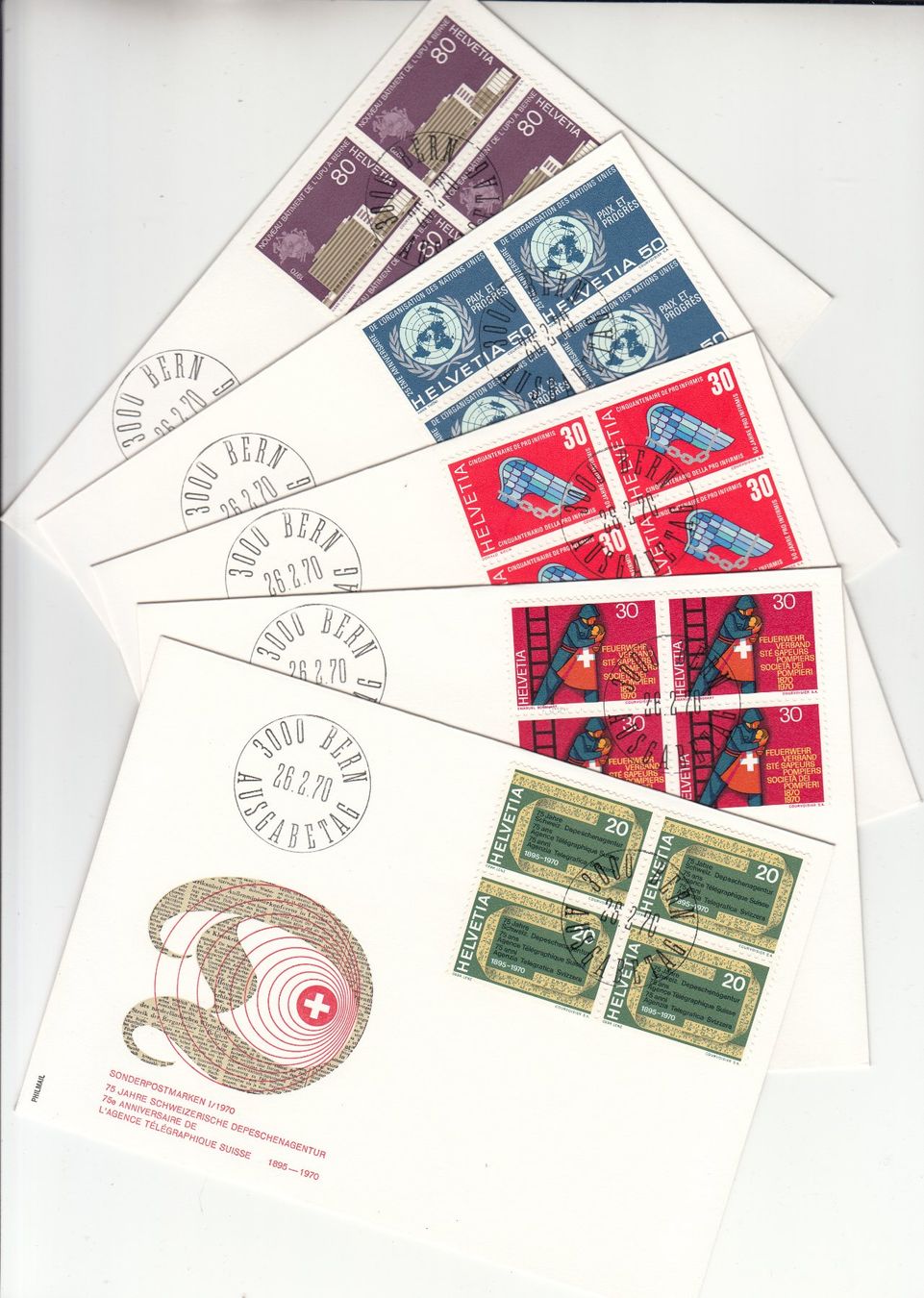 Tutti i francobolli: SBK 476 - 480 im 4er-Block FDC Philmail – Usato da Bürglen TG venduto da StampGraf