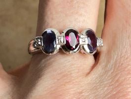 Silber Ring 3 times violet