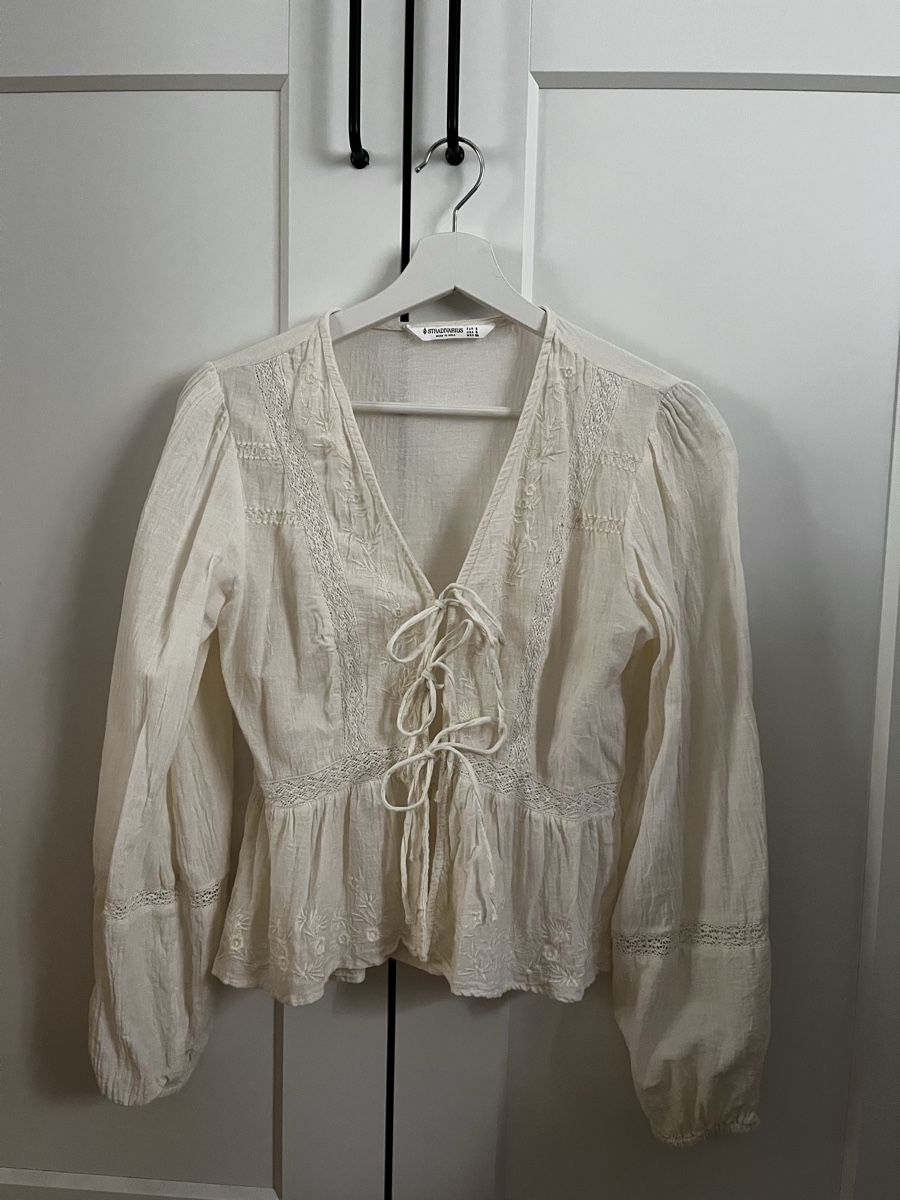 Stradivarius Camicette: Bluse weiss mit Schnürung – Nuovo (secondo la descrizione) da Rombach venduto da sar_8wqy 1