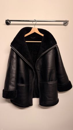 Faux Leder Mantel, Oversize, Gr. Xs-M Schwarz, wie Toteme