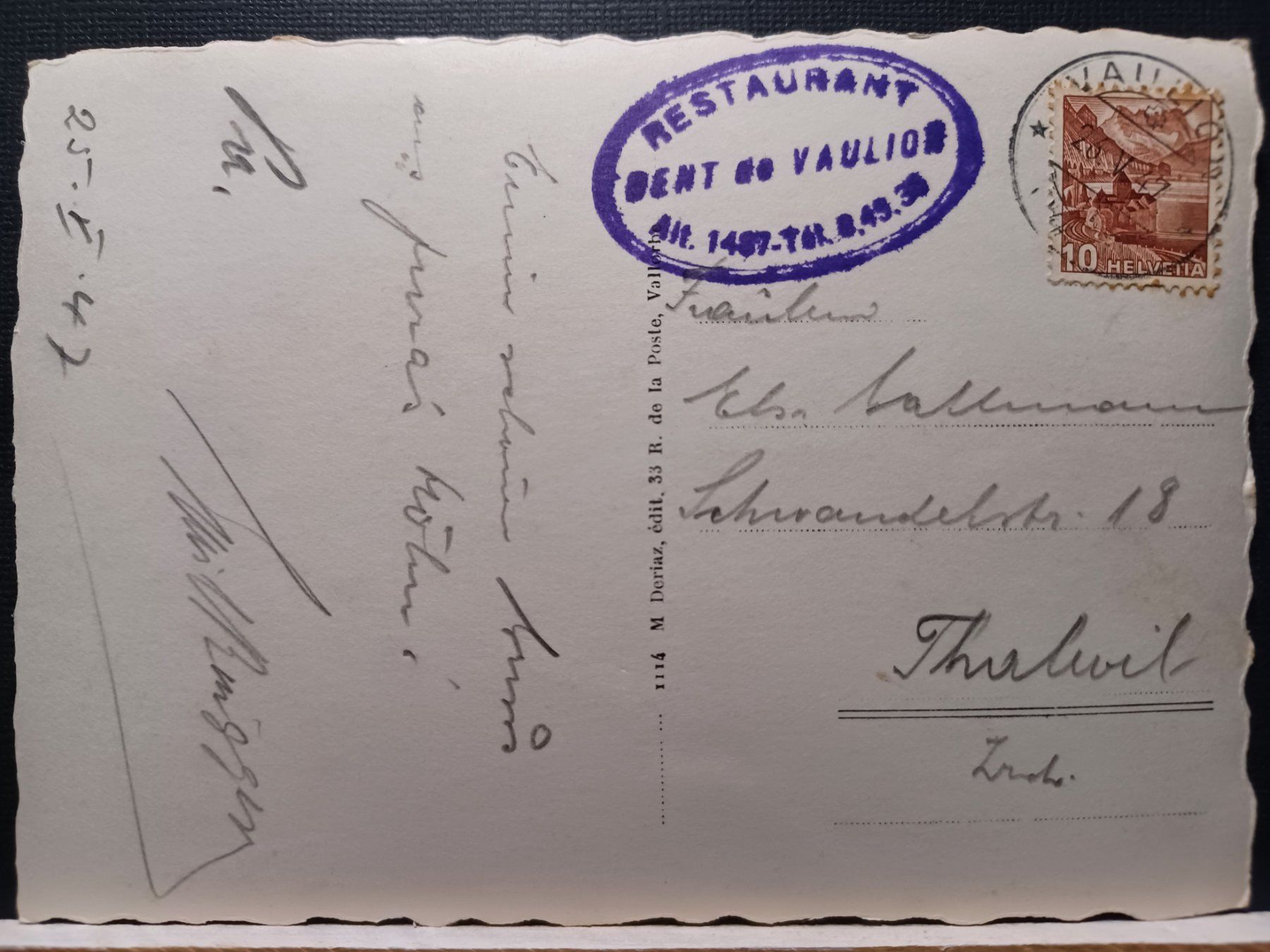 Ansichtskarten: Le Sommet de la Dent de Vaulion, 1947 – Gebraucht aus Aarau Rohr von mgvw 2