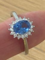Luxus Elegante Gr.18/8 Ring Weiss/Blau Zirkonia Farbe Silber