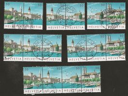 Schweiz 6 Zusammenhängende 1984 Zürich EXPO gestempelt