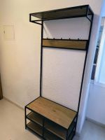 Garderobe mit Schuhablage und Kleiderhaken aus Holz/Metall 
