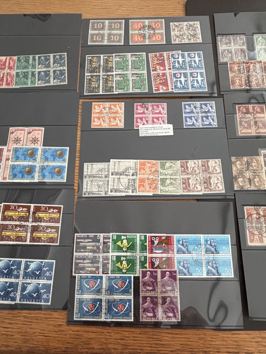 Alle Briefmarken: 17 Steckkarten mit 4er Blöcke ab Alt Schweiz – Gebraucht aus Murgenthal von Tina_4055 3