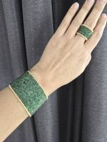 🌿✨ Bracelet manchette – “Émeraude Silencieuse” ✨🌿